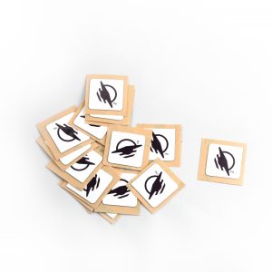 A group of square stickers approximately 20mm by 20mm each.